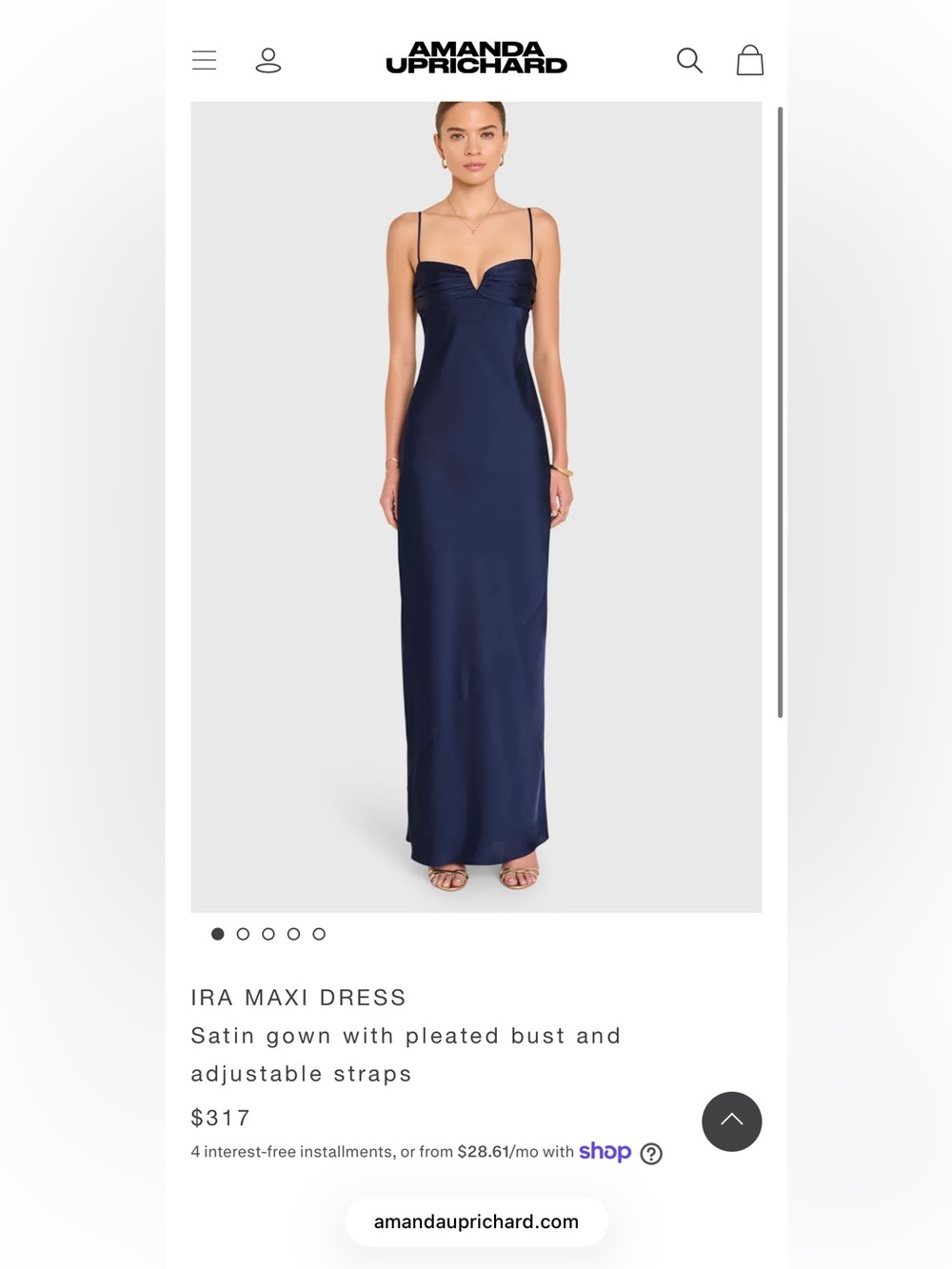 NWT Amanda Uprichard Navy Satin Maxi Slip Dress